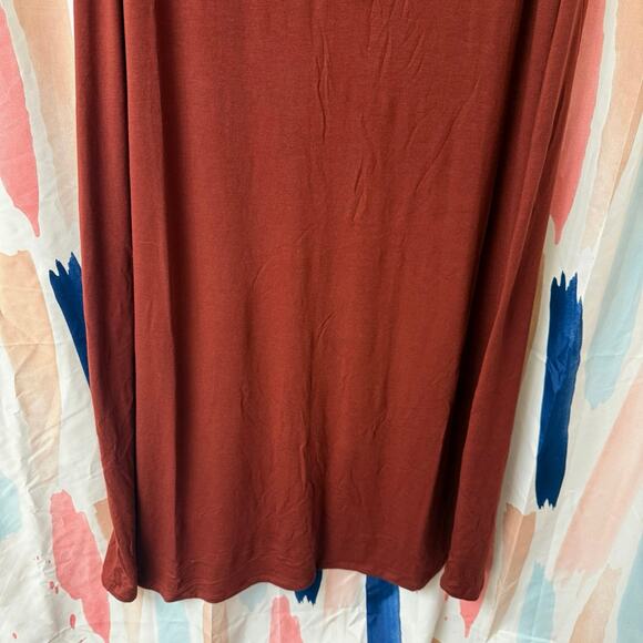 NWOT Zenana Outfitters Burgundy Brick Red Drawstring Maxi Skirt Size 1X - Picture 4 of 12